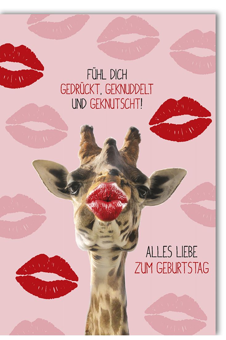 Geburtstagskarte für Partner Giraffe mit Kussmund