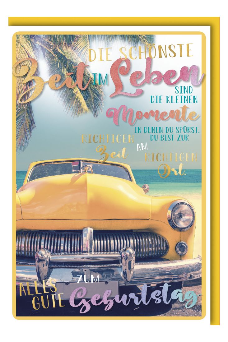 Geburtstagskarte Spruch Oldtimer am Meer