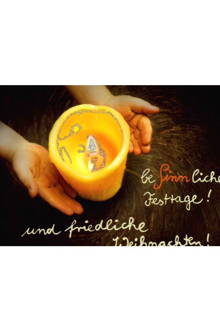 Weihnachtspostkarte friedliche Festtage: joschas hand