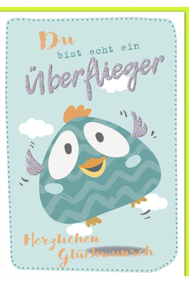 Geburtstagskarte Maxi, XXL türkiser Vogel A4