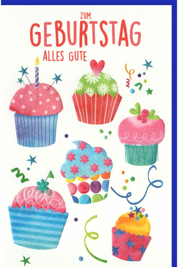 Glückwunschkarte Geburtstag Cupcakes, Naturkarton, mit Blindprägung