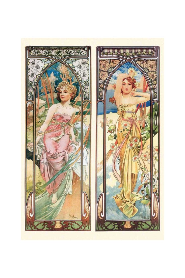 Kunstpostkarte Alphonse Mucha - Die Zeiten des Tages