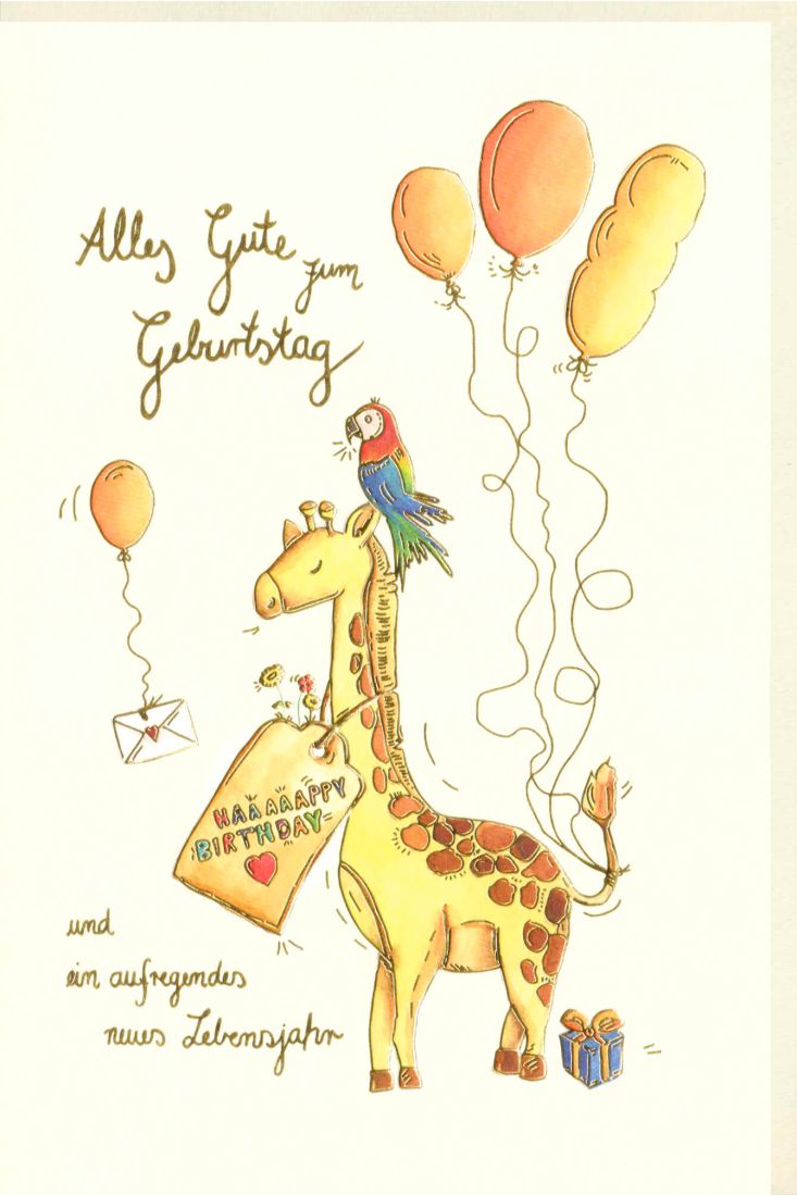 Karte Kindergeburtstag Kinder Giraffe Papagei