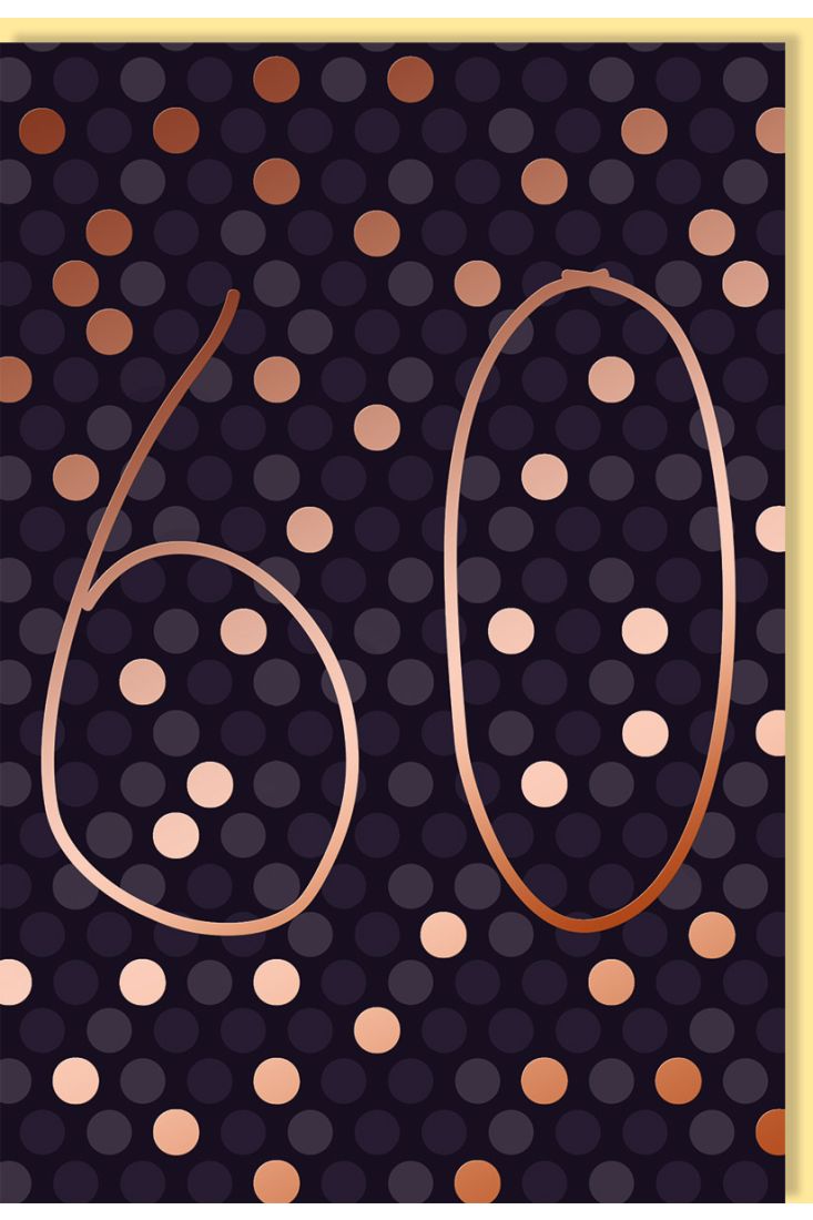 Geburtstagskarte 60 Schriftkarte, mit roségoldener Metallicfolie hochwertig
