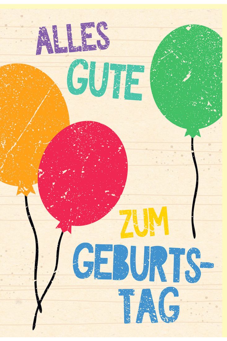 Glückwunschkarte Geburtstag Bunte Luftballons, Zuckerrohrpapier
