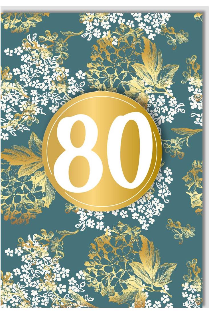 Geburtstagskarte 80 Jahre Blätter Gold Applikation