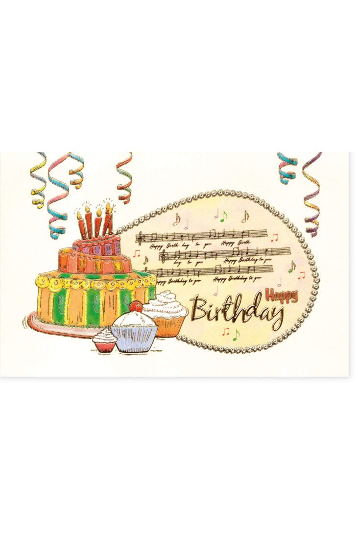 Glückwunschkarte Geburtstag Kuchen Musik premium