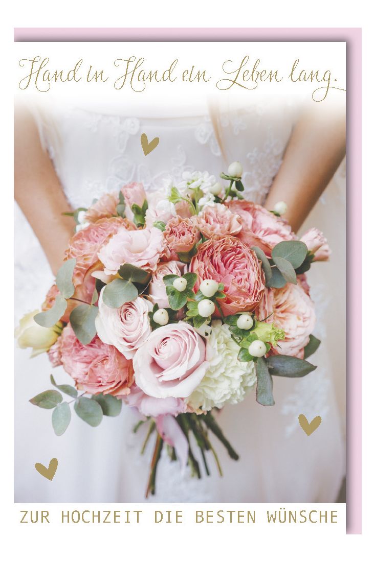 Hochzeitskarte Hochzeit - Rosafarbener Hochzeitsstrauß