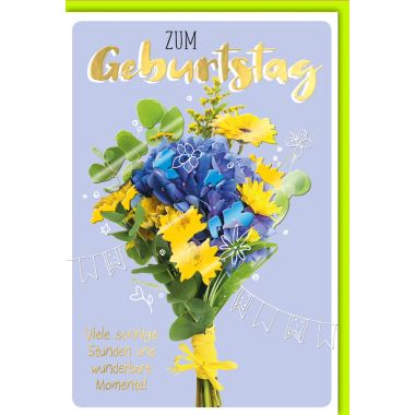 Geburtstagskarten mit Blumen Farbenfrohe Glückwunschkarte zum