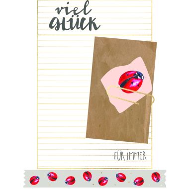 Postkarte Spruch Viel Glück für immer Marienkäfer