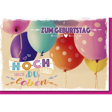 Geburtstagskarte mit Spruch Bunte Ballons
