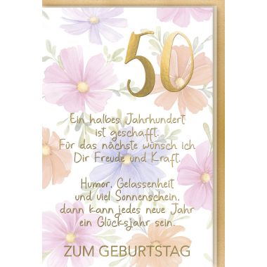 Geburtstagskarte 50 Schöner Spruch edles Papier