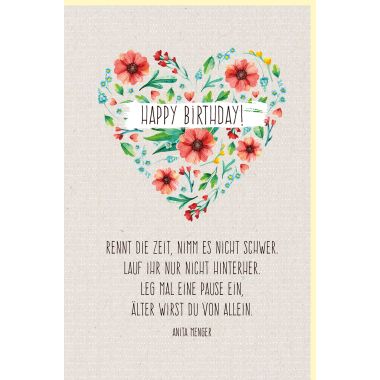 Geburtstagskarte Spruch Happy Birthday rennt die Zeit, nimm es nicht schwer