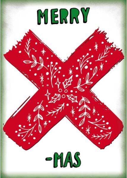 Weihnachtspostkarte Kreuz rot: Merry X-mas