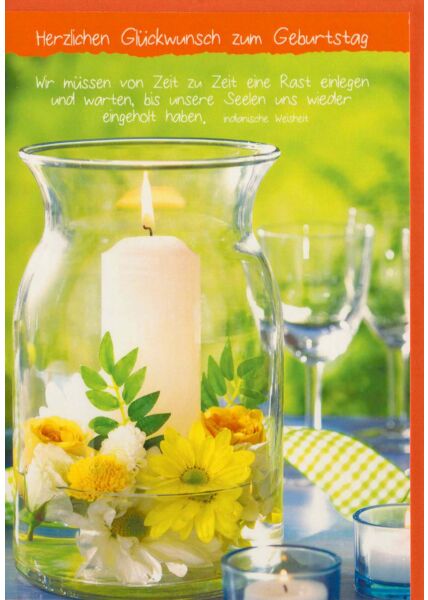 Geburtstagskarte Kerze Glas Rast einlegen