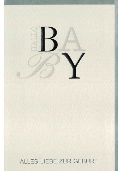 Glückwunschkarte Baby Geburt Design silber