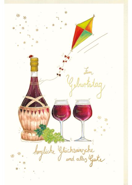 Glückwunschkarte Geburtstag Wein Naturkarton alles Gute