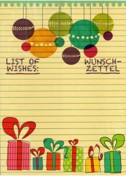 Weihnachtspostkarte List of wishes - Wunschzettel