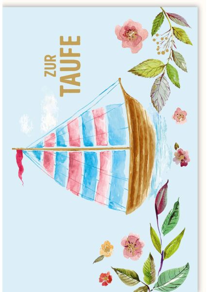 Glückwunschkarte zur Taufe Illustration Segelboot Zur Taufe