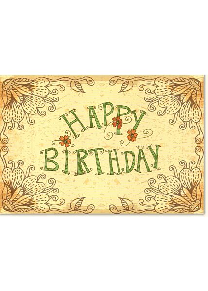 Geburtstagskarte retro Happy Birthday Schrift grün