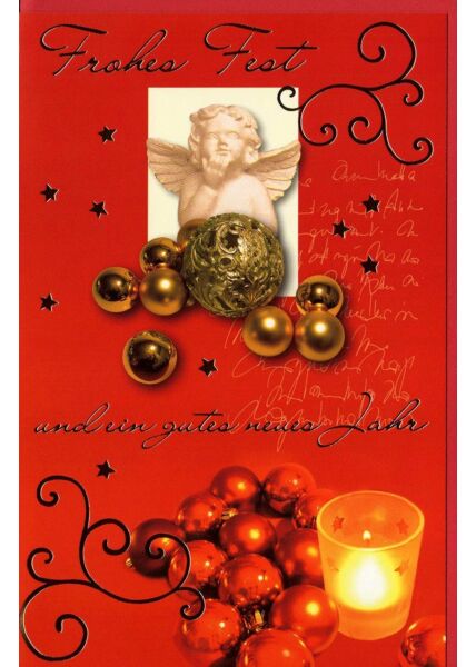Weihnachtskarte rot Engel kleines Bild