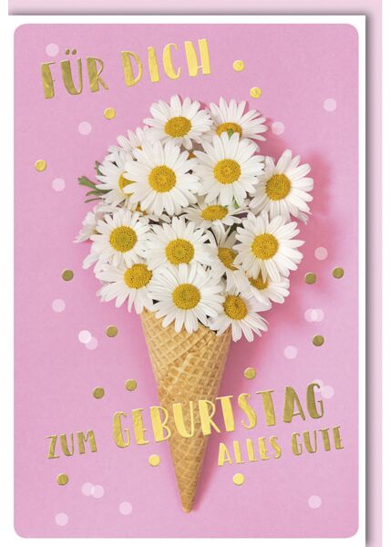 Geburtstagskarte für Frauen Waffel mit Gänseblümchen