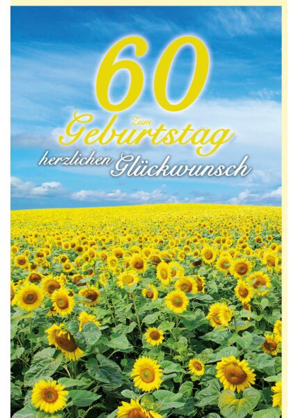Geburtstagskarte Zahlengeburtstag 60 Jahre Sommer auf dem Land Sonnenblumenfeld