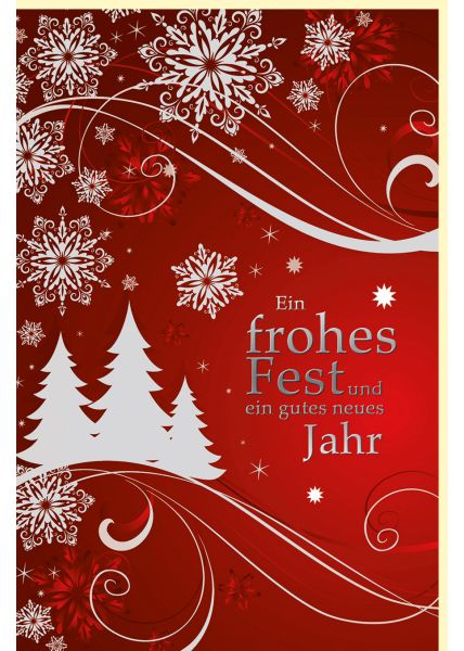 Weihnachtsgrußkarte Silberfolie roter Hintergrund Frohes Fest