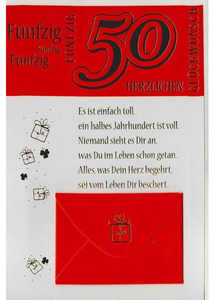 Geburtstagskarte Geldfach 50 Jahre