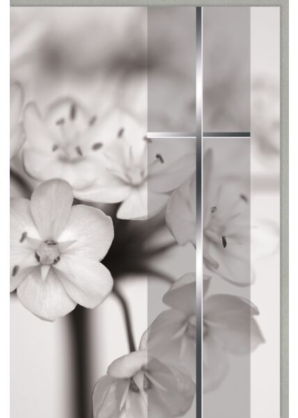 Trauerkarte Blüten mit Silberfolie