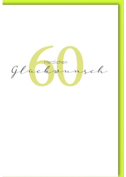 Glückwunschkarte Geburtstag 60 Jahre Zahl grün