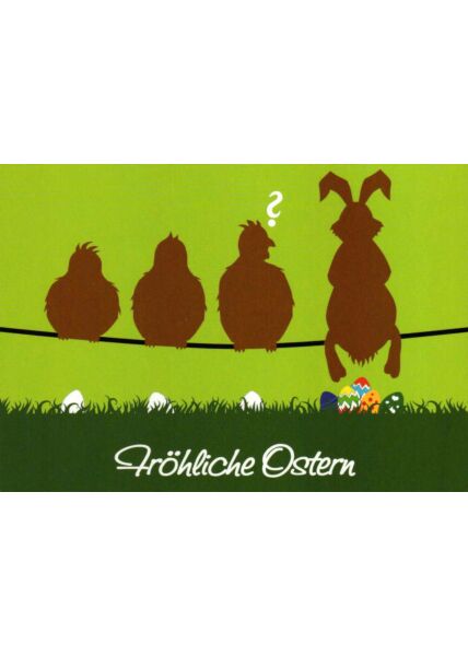Osterkarte Hase auf der Leine: Fröhliche Ostern