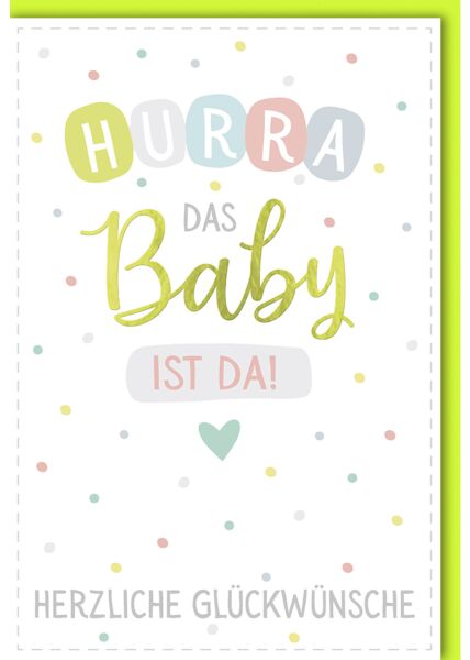 Glückwunschkarte zur Geburt Baby HURRA das Baby ist da!