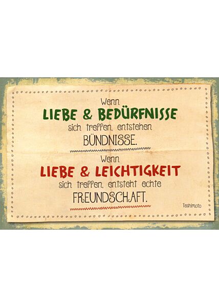 Spruch Freundschaft Postkarte Liebe & Leichtigkeit