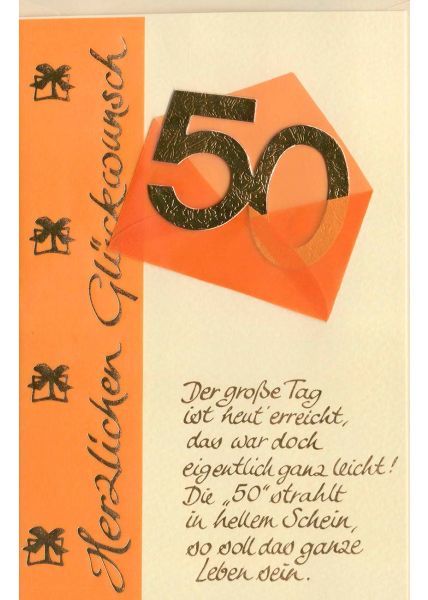 Glückwunschkarte 50 Geburtstag Der große Tag ist heute erreicht