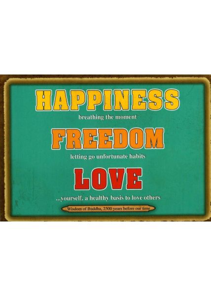 Postkarte englisch Happiness - Freedom - Love
