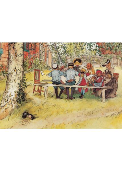 Kunstpostkarte Carl Larsson - Breakfast under the big Birch