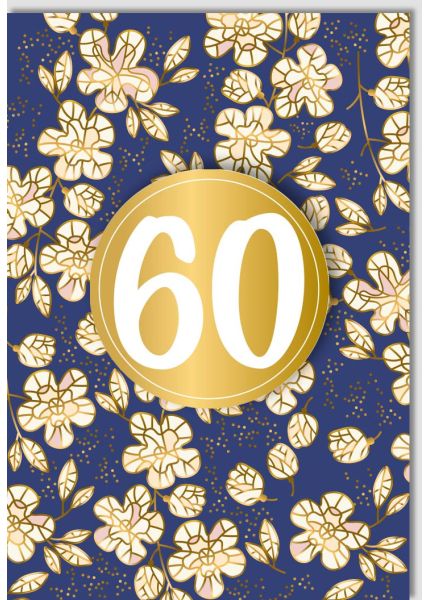 Geburtstagskarte 60 Jahre Floral Gold Applikation