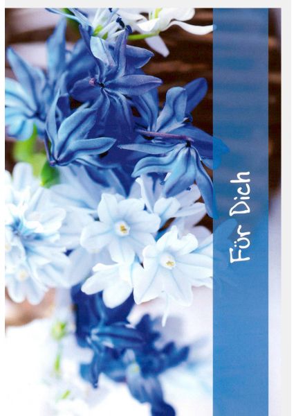 Grußkarte Spruch Für Dich Motiv Blumen blau hellblau