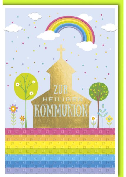 Glückwunschkarte Kommunion - Regenbogen