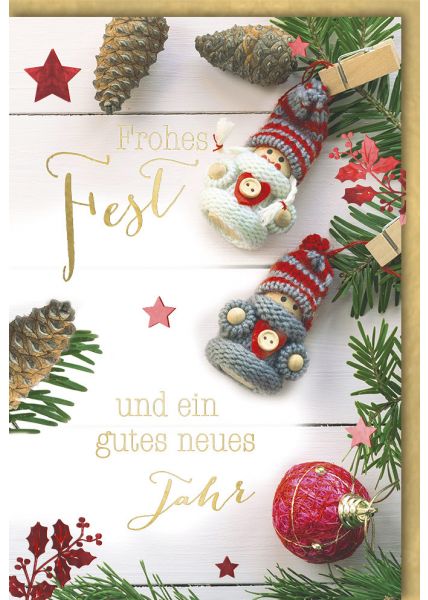 Weihnachtskarte goldene Schrift Spruch Frohes Fest und ein gutes neues Jahr