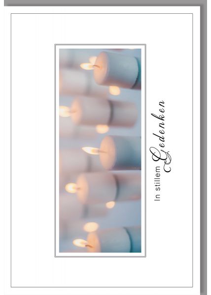 Trauerkarte: In stillem Gedenken - Kerzenlichter als Symbol der Hoffnung, mit Geklebtem Stanzteil
