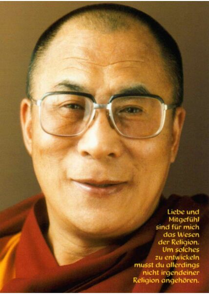 Postkarte spirituell Zitat Liebe und Mitfefühl: H.H. the Dalai Lama