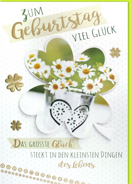 Geburtstagskarte - A4, Maxi, XXL Gänseblümchen im Kleeblatt