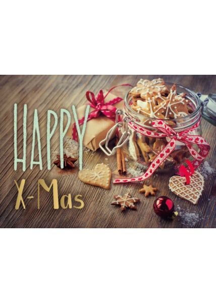 Weihnachtspostkarte Weihnachtsgebäck: Happy X-Mas