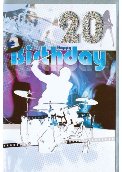 Geburtstagskarte 20 Jahre Musik Schlagzeug Band