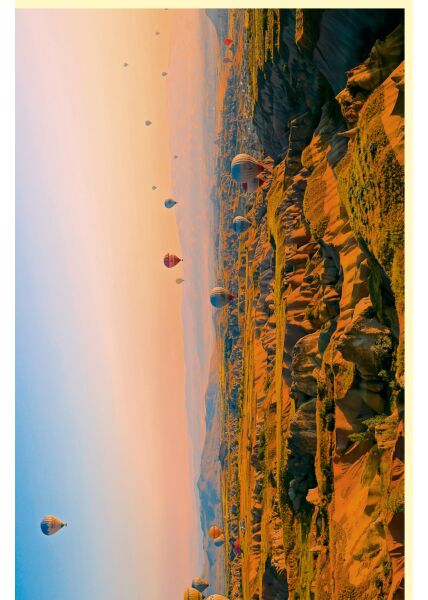 Fotogrußkarte Landschaften Heißluftballons über Gebirge