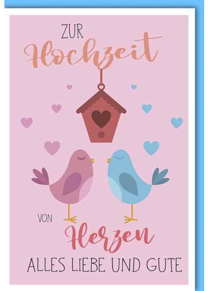 Hochzeitskarte Glückwunschkarte nieldich zwei Vögel Vogelhaus