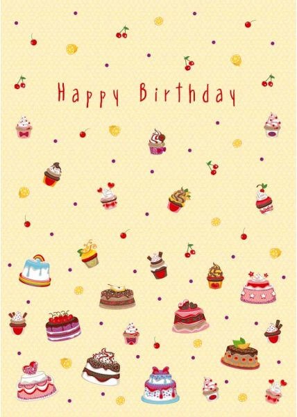 Postkarte Geburtstag Happy Birthday Kuchen Torte Folienprägung
