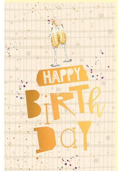 Geburtstagskarte Zuckerrohrpapier Motiv zwei Sektgläser Happy Birthday